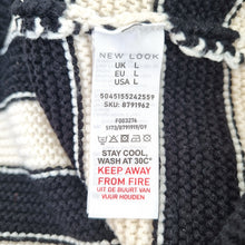 Load image into Gallery viewer, New Look Striped Jumper  Size Large Black Cream Button Shoulder Boxy Breton
