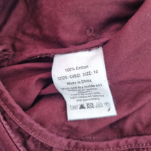 Load image into Gallery viewer, Toast Trousers Burgundy Wide Leg 10 Crop High Rise Cotton Marked Side Buttons
