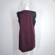 Load image into Gallery viewer, Monsoon Shift Dress Burgundy Size 18 Floral Lace Aplique Cocktail Occasion Smart
