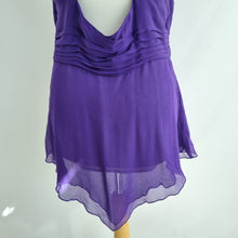 Load image into Gallery viewer, Oasis Top Y2K 100% Silk Purple 16 V Neck Lined Party Asymmetric Hem Cami Vintage
