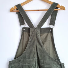 Load image into Gallery viewer, Wash Corduroy Dungarees Khaki Green Straight Leg Pockets 100% Cotton W34 UK16
