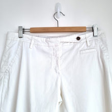 Load image into Gallery viewer, Celine Trousers White Cropped Size 42 UK 12/14 Chinos Cotton Stretch Work Slim
