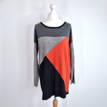 Load image into Gallery viewer, Wallis Jumper Tunic Colour-block Studded Grey Orange Work Office Wool Medium
