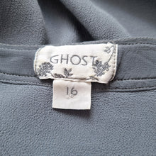 Load image into Gallery viewer, Vintage Ghost Tunic Dress Mini Grey Sequin Long Sleeves Tie Top Boho 12 14 16
