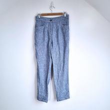 Load image into Gallery viewer, White Stuff Trousers 100% Linen 10 Light Blue Pleated Elastic Waist High Rise
