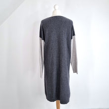 Load image into Gallery viewer, Jaeger Jumper Dress Wool Cashmere Blend Grey Shift Long Sleeves Work Cowl Small
