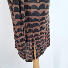 Load image into Gallery viewer, Marimekko T-shirt Dress Brown Medium Geometric Print Long Sleeves Modal Casual

