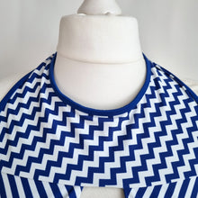 Load image into Gallery viewer, Figleaves Curve Bikini Top UK 24 BNWT Blue White Chevron High Halter Neck
