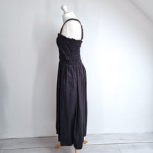 Load image into Gallery viewer, Zara Dress Midi Maxi Black Pockets Sundress 100% Cotton Shirred A Line Strap XL
