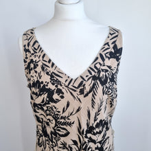 Load image into Gallery viewer, M&amp;S Per Una Dress UK 14 Long Midi Maxi Fit &amp; Flare Beige Floral 100% Cotton
