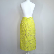 Load image into Gallery viewer, Whistles Midi Skirt Lace UK 6 Neon Yellow Straight Cotton Silk Lined Party
