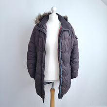 Load image into Gallery viewer, Mantaray Puffer Coat Grey  UK 14 Faux Fur Hooded Padded Winter Pockets Jacket
