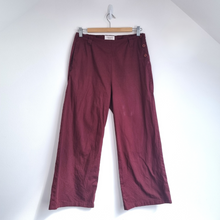 Load image into Gallery viewer, Toast Trousers Burgundy Wide Leg 10 Crop High Rise Cotton Marked Side Buttons

