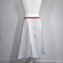 Load image into Gallery viewer, Principles Striped Midi Skirt UK 18 White Blue Cotton A Line Asymmetric Lined
