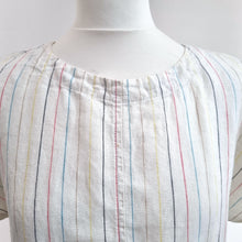 Load image into Gallery viewer, Marks &amp; Spencer 100% Linen Top Knot UK 12 Cream Striped Blouse Summer Casual
