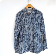 Load image into Gallery viewer, Mantaray Men&#39;s Shirt Floral Striped Print Blue 100% Cotton Long Sleeves Medium
