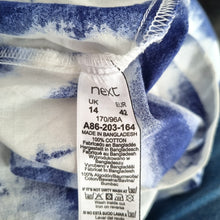 Load image into Gallery viewer, Next Maxi Dress Tie-Dye 100% Cotton Blue White Back Bow Detail Sleeveless 14
