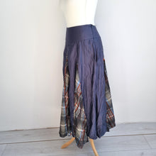Load image into Gallery viewer, Principles Maxi Skirt Tartan Print Panelled A Line Blue Check Plaid Midi 12 14
