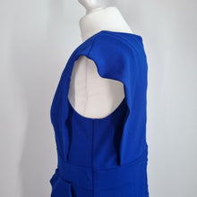 Load image into Gallery viewer, Coast Midi Dress Occasion 14 Cobalt Blue Ruffles Cocktail Wedding Guest Lined
