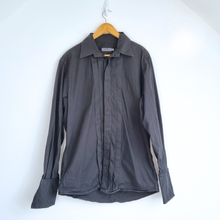 Load image into Gallery viewer, Reiss Mens Formal Shirt Black Cotton Large Smart Long Sleeve Button Double Cuff
