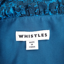 Load image into Gallery viewer, Whistles Blouse Animal Print Blue Chiffon Lined Peasant Top Long Sleeves Work 14

