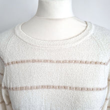 Load image into Gallery viewer, Oliver Bonas Jumper Cream Textured Knit UK 10 Striped Lightweight 3/4 Sleeves
