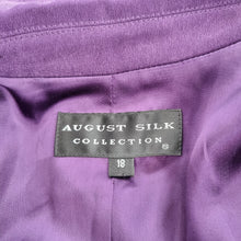 Load image into Gallery viewer, August Silk Blazer Purple UK 18 Pure Silk Jacket Open Lined Work Office Party
