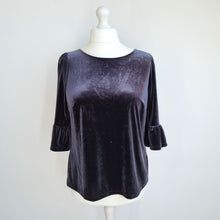 Load image into Gallery viewer, Boden Velvet Blouse Top Black 3/4 Sleeves Stretch T-shirt Party Plus Size 18
