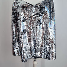 Load image into Gallery viewer, Very Sequin Camisole Top UK 24 Silver Lined Strappy Vest Party Plus Size Xmas
