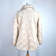 Load image into Gallery viewer, M&amp;S Faux Fur Coat Per Una Jacket Cream Beige Lined Hook &amp; Eye Evening Medium
