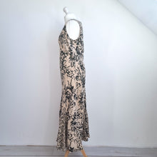 Load image into Gallery viewer, M&amp;S Per Una Dress UK 14 Long Midi Maxi Fit &amp; Flare Beige Floral 100% Cotton
