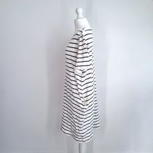 Load image into Gallery viewer, Celtic &amp; Co T-Shirt Dress Striped UK 8 Cream Navy Breton 100% Cotton Pockets
