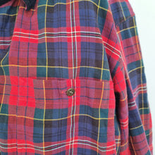 Load image into Gallery viewer, Vintage Jaeger Shirt Checked Plaid Red Cotton Wool Corduroy Collar Small 10 12
