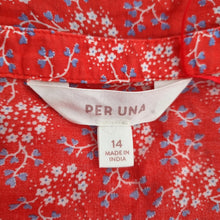 Load image into Gallery viewer, M&amp;S Per Una Blouse UK 14 Red Ditsy Floral Peasant Peplum Long Sleeve Cotton Boho
