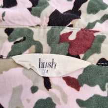 Load image into Gallery viewer, Hush Dress Camouflage Print Skater Tunic Khaki Green Casual Viscose Shirt 14
