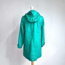 Load image into Gallery viewer, Per Una Stormwear Coat Rain Jacket M&amp;S Jade Green Lined Waterproof Hooded 10
