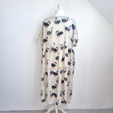 Load image into Gallery viewer, Swan Print Midi Dress Pockets WeiWei Lagenlook Cotton Viscose Casual One Size
