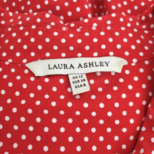 Load image into Gallery viewer, Laura Ashley Dress Red Polka Dot Pockets Button Down Cotton Lined Retro 50s 12
