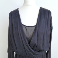 Load image into Gallery viewer, Day Birger et Mikkelsen Dress Black 12 Sequin Shoulders Faux Wrap Cocktail Work
