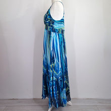 Load image into Gallery viewer, Per Una Maxi Dress 18 M&amp;S Strappy Turquoise Blue Chiffon Lined Handkerchief

