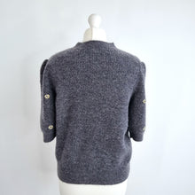 Load image into Gallery viewer, Boden Embellished Fluffy T-Shirt Top Grey Short Sleeves Wool Alpaca Knit Medium
