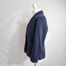 Load image into Gallery viewer, M&amp;S Autograph Blazer Wool Blend Jacket UK 10 Navy Smart Tailored Office Classic
