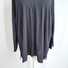Load image into Gallery viewer, Marks &amp; Spencer T-shirt UK 24 Black V Neck Long Sleeves Cotton Modal Top
