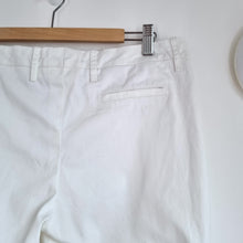 Load image into Gallery viewer, Celine Trousers White Cropped Size 42 UK 12/14 Chinos Cotton Stretch Work Slim
