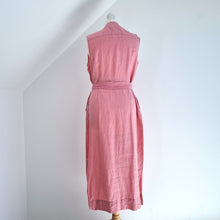 Load image into Gallery viewer, Boden Midi Shirt Dress 100% Linen Pink Belted Pockets Button Down Stained 14 R
