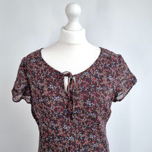 Load image into Gallery viewer, Vintage St Michael Dress Maxi 90s Slip Brown Bias Cut Ditsy Floral Print 12 14
