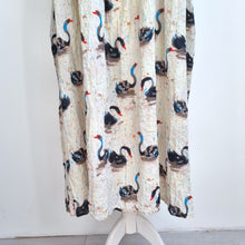 Load image into Gallery viewer, Swan Print Midi Dress Pockets WeiWei Lagenlook Cotton Viscose Casual One Size

