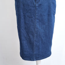 Load image into Gallery viewer, Collectif Denim Skirt Suspenders Pencil High Rise Dark Blue Retro Pinup 16 XL
