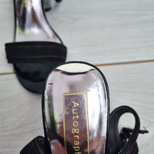 Load image into Gallery viewer, M&amp;S Autograph Suede Sandals Clear Perspex Block Heel Black Size 5.5 Strappy
