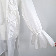 Load image into Gallery viewer, Zara Lavaliere White Blouse XS Sheer Oversized Bow Tunic Chiffon Steampunk
